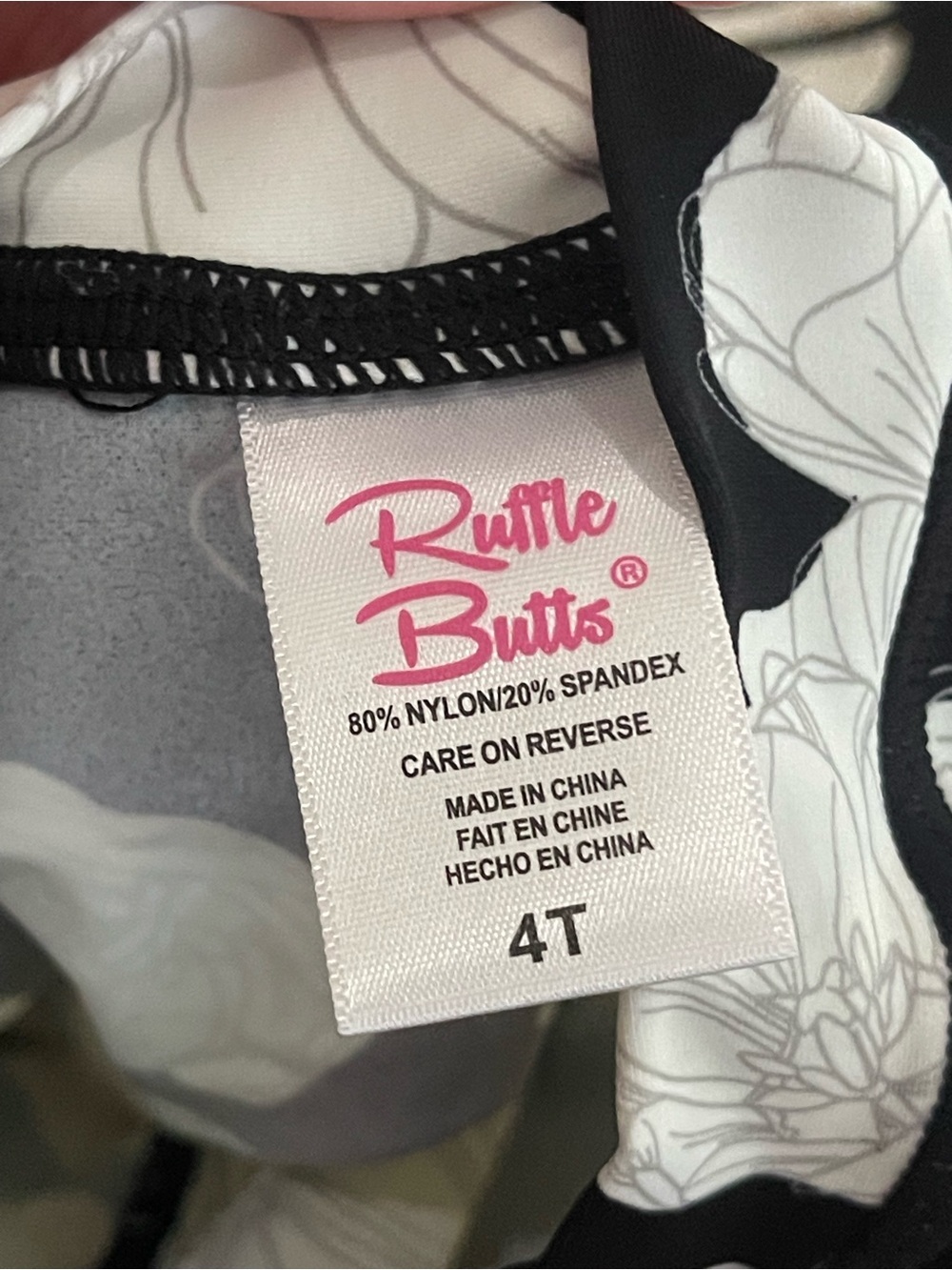 Ruffle Butts Black & Cream Floral Ruffle Rashguard Swim Set - Picture 2 of 3